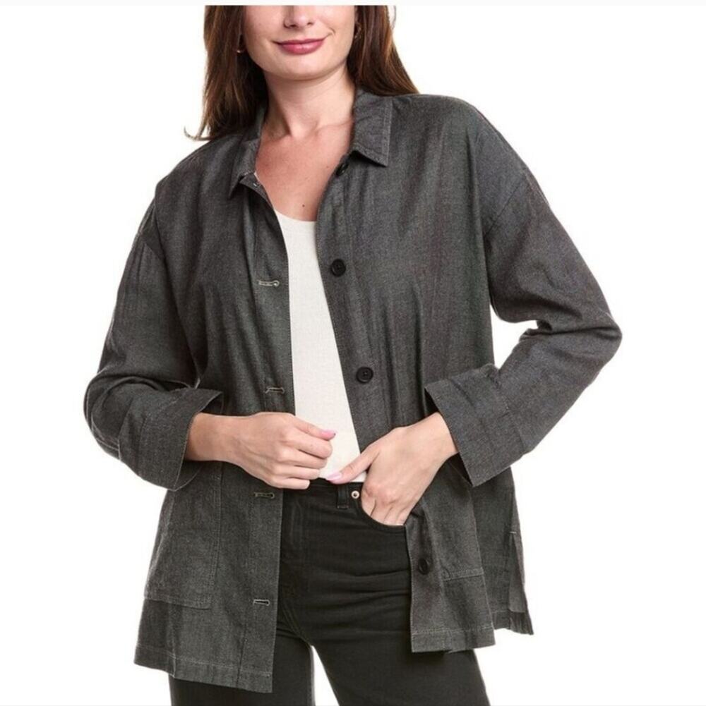 Eileen Fisher Airy Organic Cotton Twill Shirt Jacket  Large